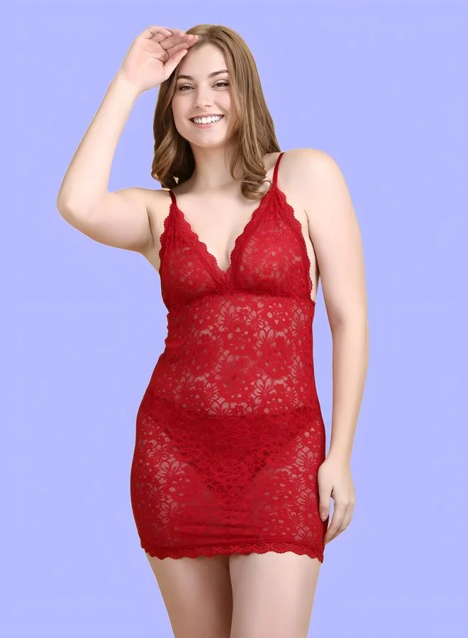 Take Two Women Red Lace Babydoll By Hill Islands